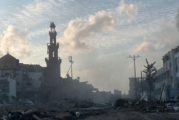 Os bairros de Khan Younis, em Gaza, estão em ruínas.