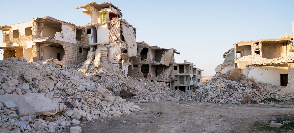 A neighbourhood in Idleb, Syria, devastated by the conflict. (file photo)
