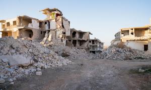 Mji wa Ma’arrat An Nu’man huko Idleb, Syria, umeharibiwa na vita.