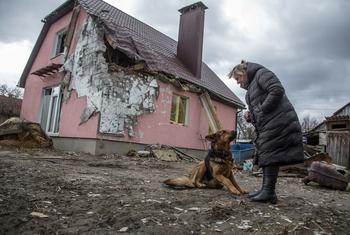 乌克兰切尔尼戈夫附近的诺沃赛里夫卡（Novoselivka）村在与俄罗斯的冲突中遭到轰炸。