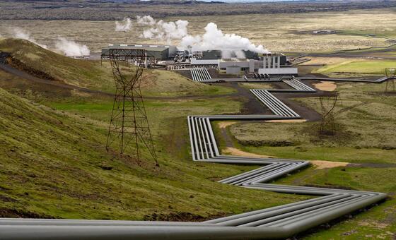 The Hellisheidi geothermal power plant in southwestern Iceland.