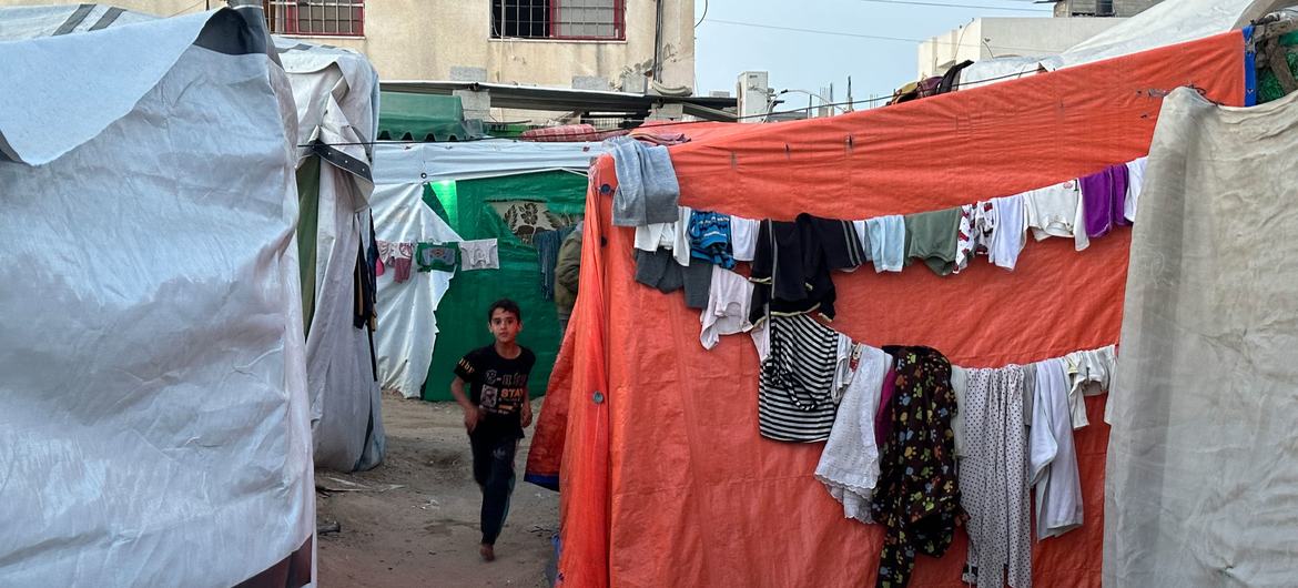 La gente en Gaza sigue huyendo de sus hogares y buscando refugio en tiendas de campaña.