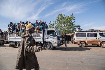 A truck full of young migrants prepare to travel to Agadez.