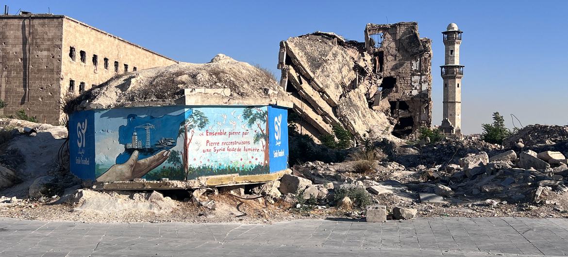 La ville d'Alep, dans le nord-ouest de la Syrie, a subi d'importants dégâts pendant la guerre civile qui a ravagé le pays.