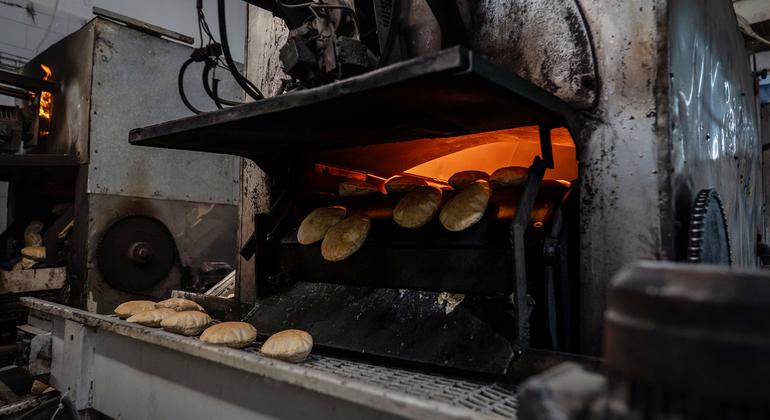 Bread bundles are being produced in a WFP-supported bakery for the first time since 31 March 2025.