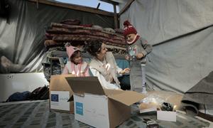 Warm clothes are distributed to families in Khan Younis, Gaza.