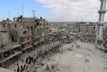 Bairro de Al-Shaboura, em Rafah, está em ruínas