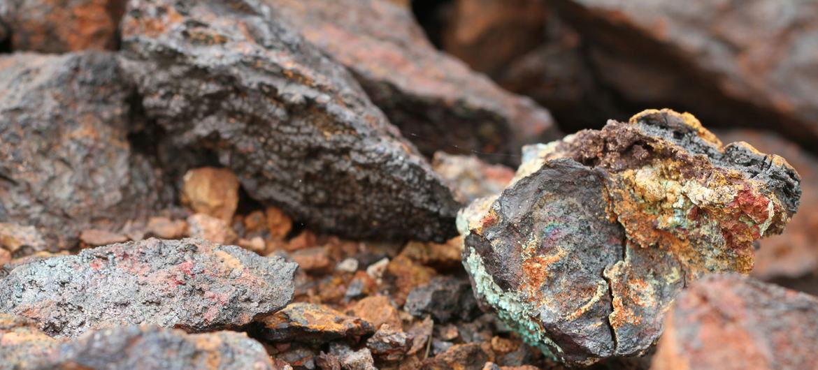 Minério contendo cobre, cobalto e níquel em uma mina na Austrália Ocidental.