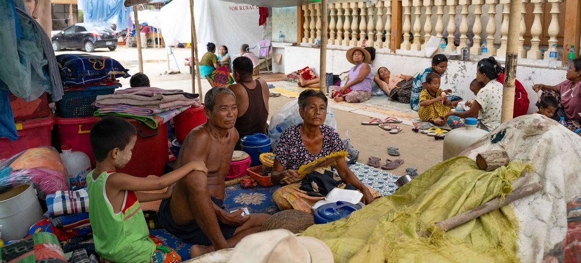 People shelter in a school compound in Mandalay, Myanmar following the March earthquake. People shelter in a school compound in Mandalay, Myanmar following the March earthquake.