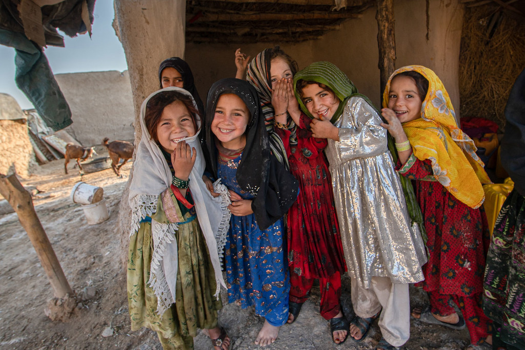 Young girls whose families have been displaced by violence.