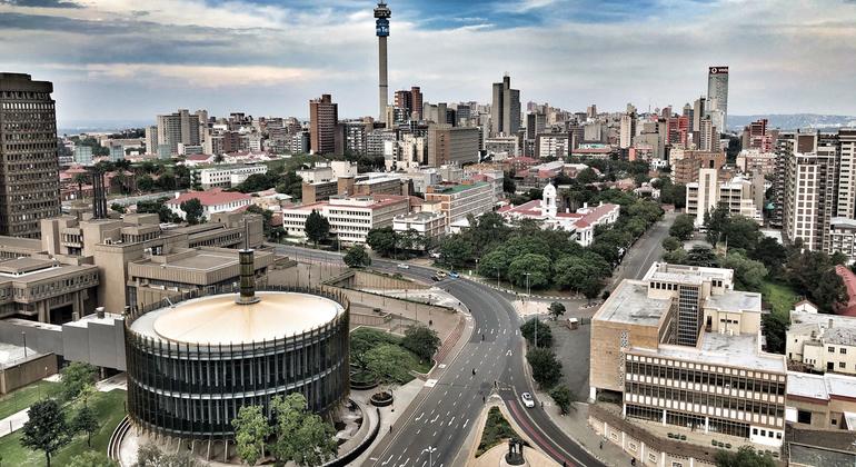 Vista aérea de Joanesburgo, África do Sul.