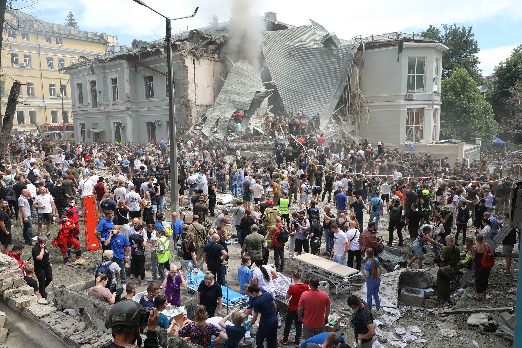 Un centre de santé à Kiev touché par une attaque russe, en juillet 2024 (photo d'archives).