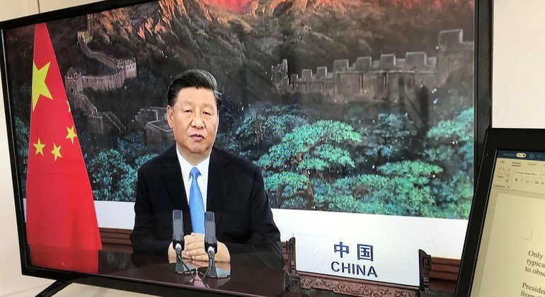 Le Président de la République populaire de Chine, Xi Jinping, intervient lors du débat général de la 75ème session de l'Assemblée générale des Nations Unies (archives).