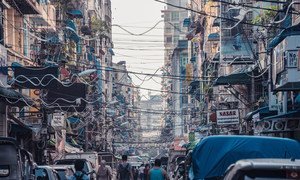 The Old Town of Yangon in Myanmar.