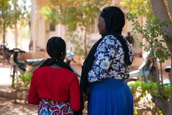 A child survivor of rape in Mali attends a UN-supported help centre with her guardian.