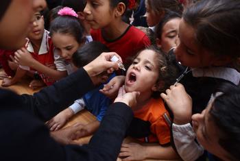 Campagne de vaccination d’urgence contre la polio en octobre 2024 à Gaza.