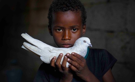 Abdullah, aged seven, has been displaced by the five-year-long conflict in Yemen.