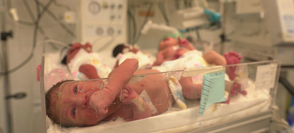 At the Al-Helal Al-Emirati maternity hospital in Rafah, 77 babies share 20 incubators. 