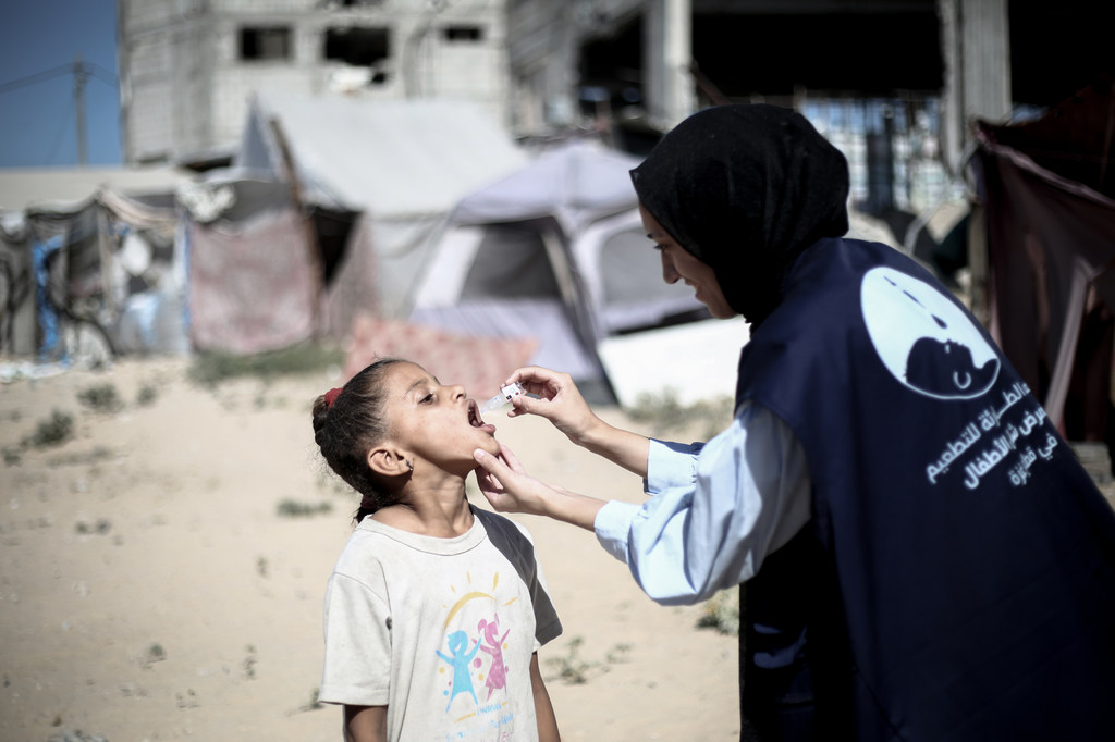 The UN works with a range of local partners in Gaza to reach those most in need and to carry out vital prevention work such as polio vaccination campaigns.