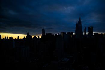 Ночной вид на Нью-Йорк.