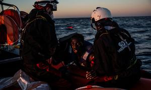A migrant is rescued in the Mediterranean Sea. (file)