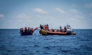 Migrants are rescued in the Mediterranean after drifting in an overcrowded wooden boat. (file)