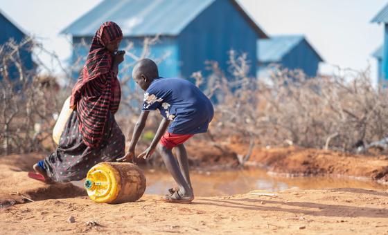 Une femme collecte de l’eau en Somalie, un pays frappé par une sécheresse historique.