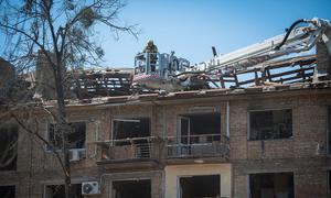 Damage from Russian strikes on Kyiv (file, April)