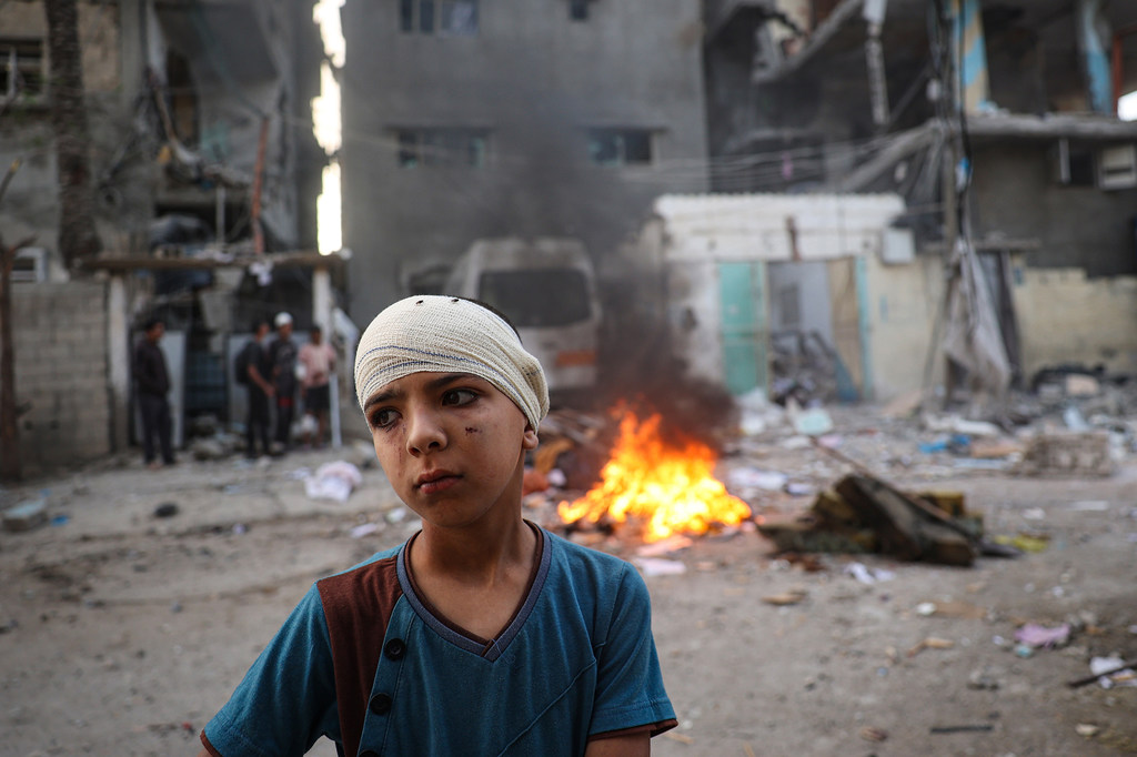 Un garçon à Rafah, dans le sud de la bande de Gaza.