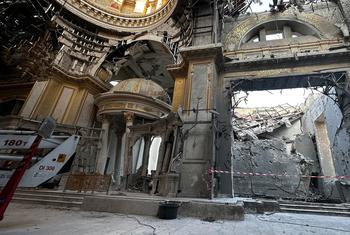 Разрушенный Спасо-Преображенский собор в Одессе.