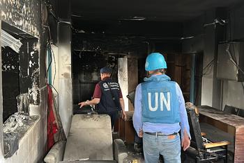 UN staff visit a hospital in northern Gaza in April 2024. (file) 