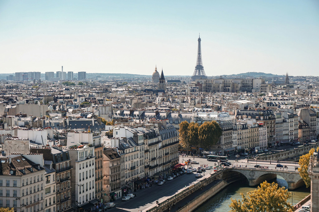 Vue de Paris, avec au loin la tour Eiffel.