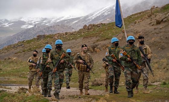 UNIFIL Indian peacekeepers on foot patrol with Lebanese Armed Forces (LAF) along the Blue Line in south Lebanon.
