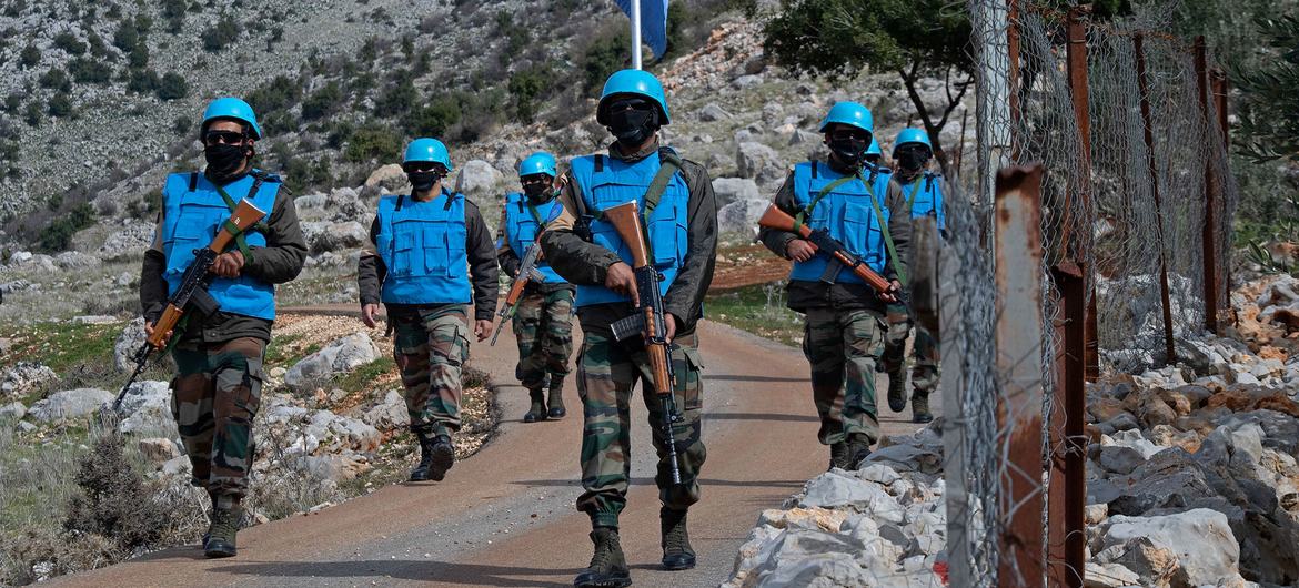  Indian peacekeepers on deployment with the UN patrol along the Blue Line in southern Lebanon. (file)