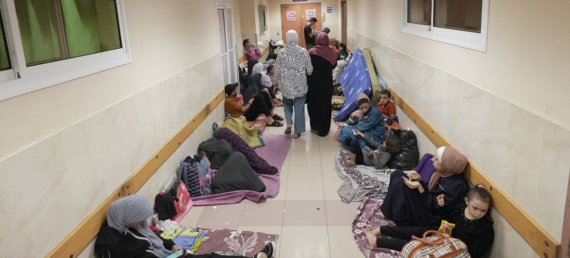 Al Shifa hospital continues to shelter displaced families in Gaza City.