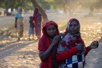 لاجئات سودانيات في مخيم كورسي للاجئين في جمهورية أفريقيا الوسطى.