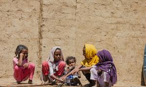 Children collect clean water from a pipe connected to their household.