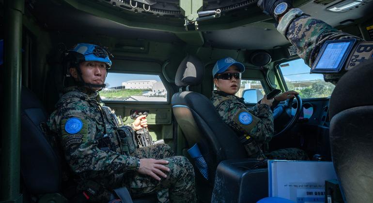 A UN peacekeeper patrol in southern Lebanon.