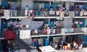 Some people who have fled their homes in Haiti are now living in schools.