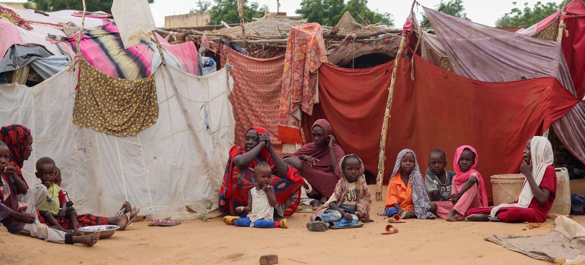 Displaced families shelter at a gathering site in El Fasher in northern Darfur in August 2025. Displaced families shelter at a gathering site in El Fasher in northern Darfur in August 2025.