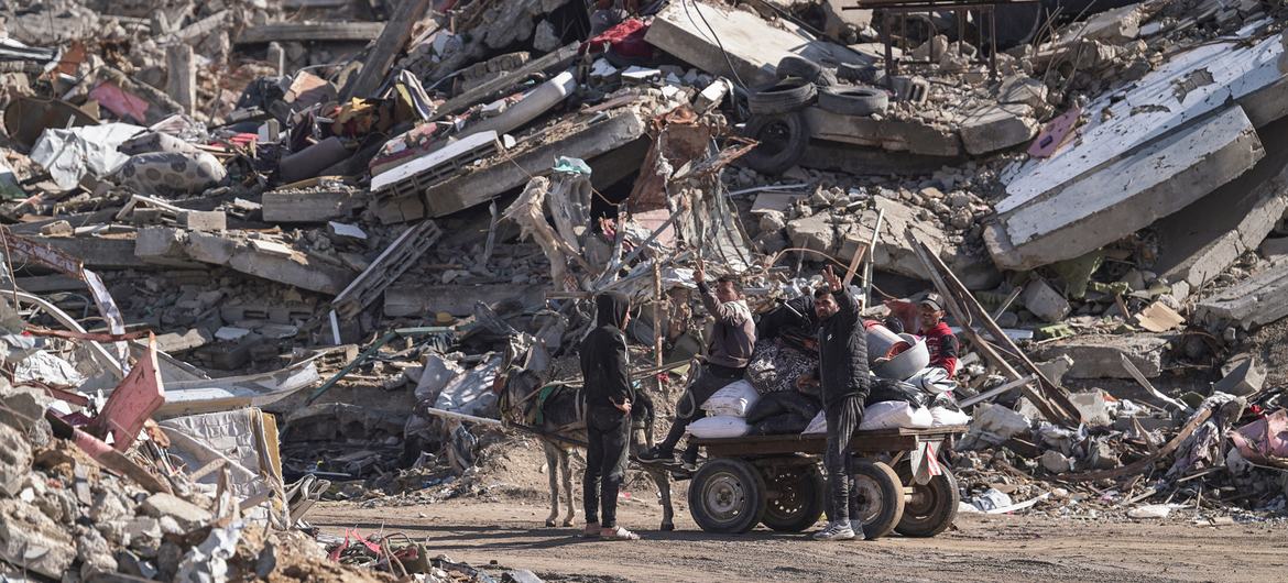 An area of Rafah in the southern Gaza Strip lies in ruins.