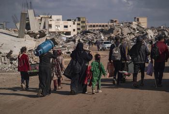 Des Palestiniens déplacés à Rafah, dans le sud de Gaza.