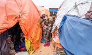 IDPs sheltering at a camp in southeastern Somalia in early 2023.