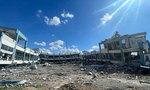 A destroyed UNRWA school in Gaza.