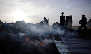 The aftermath of a missile strike in Rafah in southern Gaza.