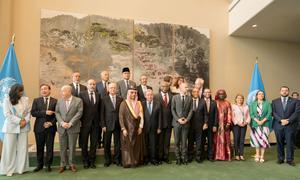 Líderes mundiales reunidos en la sede de la ONU para impulsar la implementación de la solución de dos Estados: Palestina e Israel. 