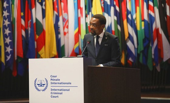 The ICC President, Chile Eboe-Osuji, addresses the Assembly of States Parties in The Hague, Netherlands in December 2019.