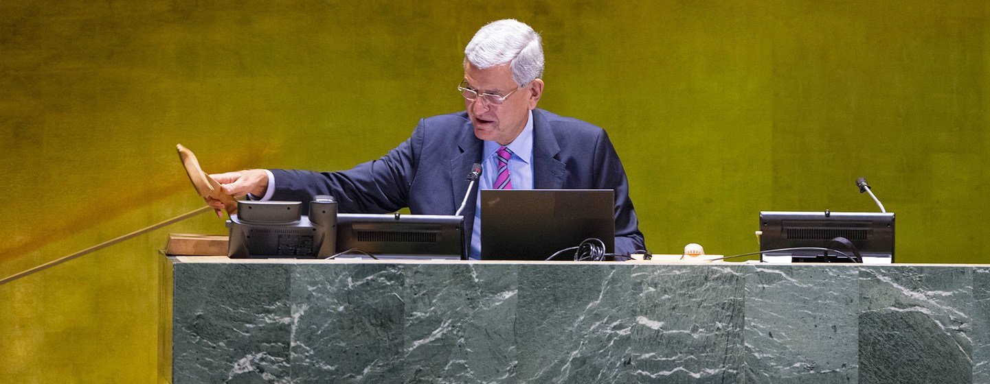 Volkan Bozkir, President of the 75th session of the UN General Assembly, chairs the General Debate of the 75th Session of the UN General Assembly.