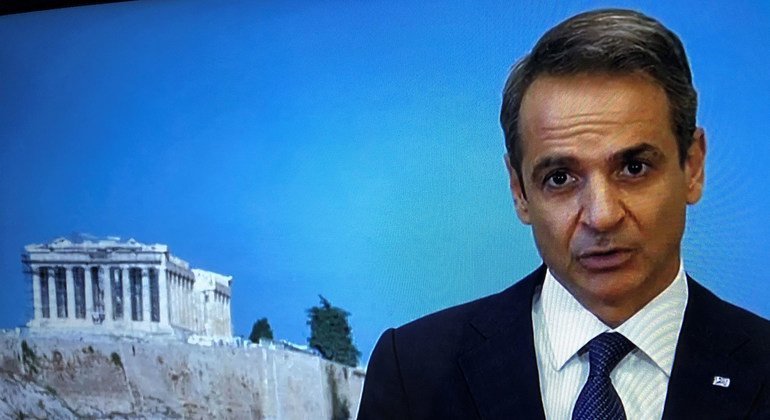 Le Premier ministre grec Kyriakos Mitsotakis s'adresse au débat général de la 75è session de l'Assemblée générale des Nations Unies.