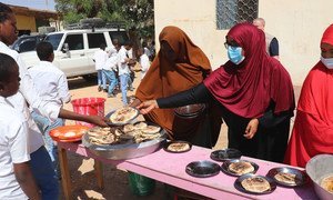 Meals are served in Garowe, Somalia, as part of a project for schools, supported by the World Food Programme (WFP).